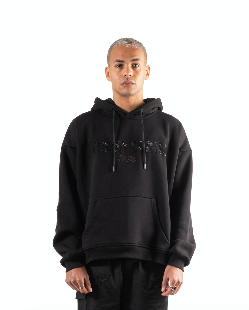 Rhinestone hoodie black sale
