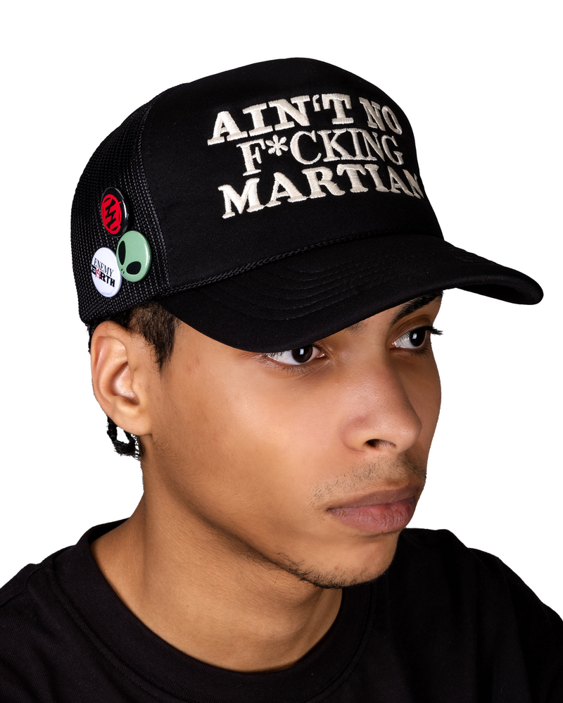 Black trucker hat on sale