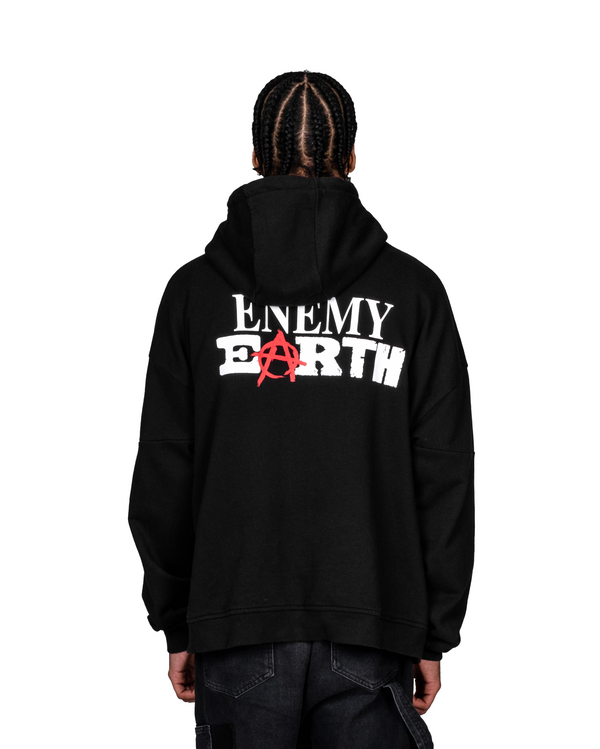 Enemy Earth Mesh Zip Hoodie - black