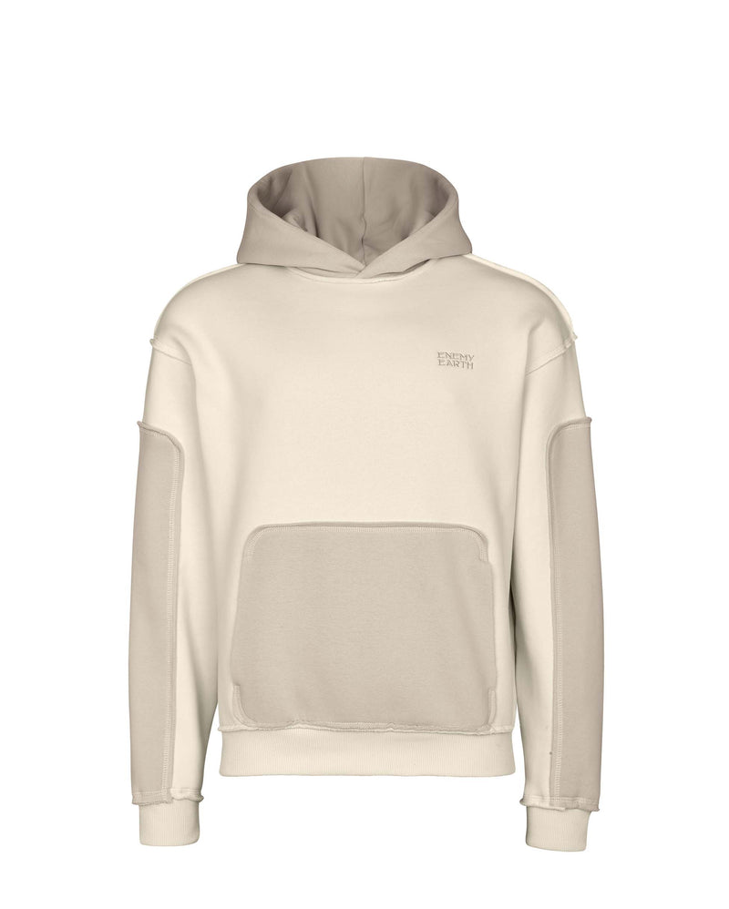 Contrast Layered Hoodie - marble cream