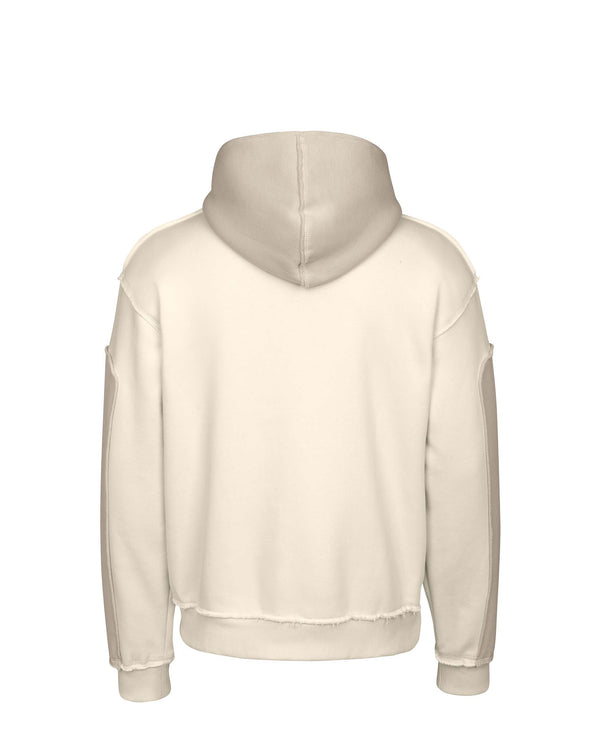 Contrast Layered Hoodie - marble cream